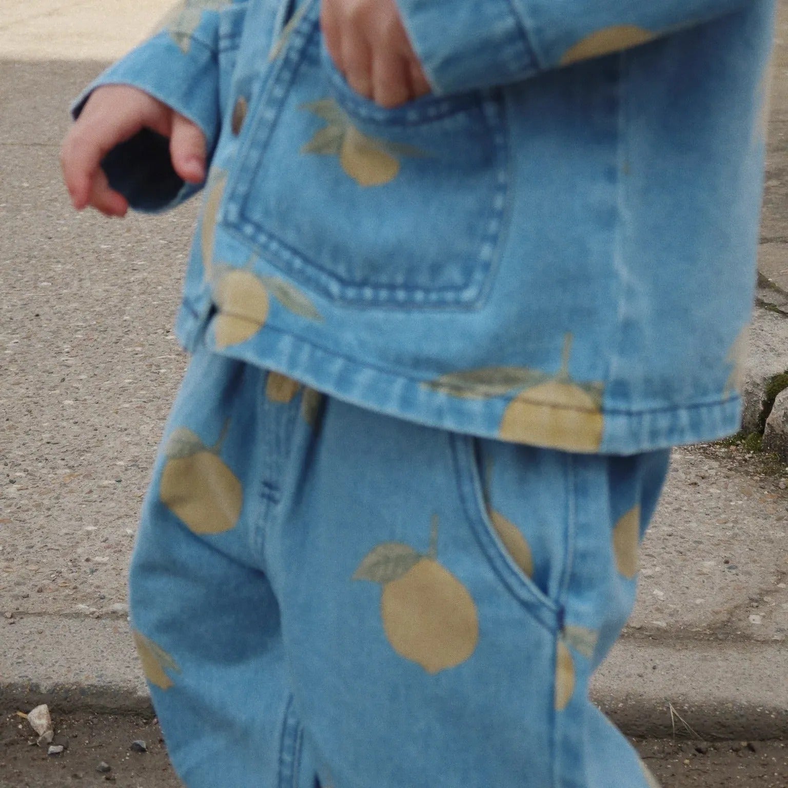 Magot Lemon Print Cotton Denim Pants